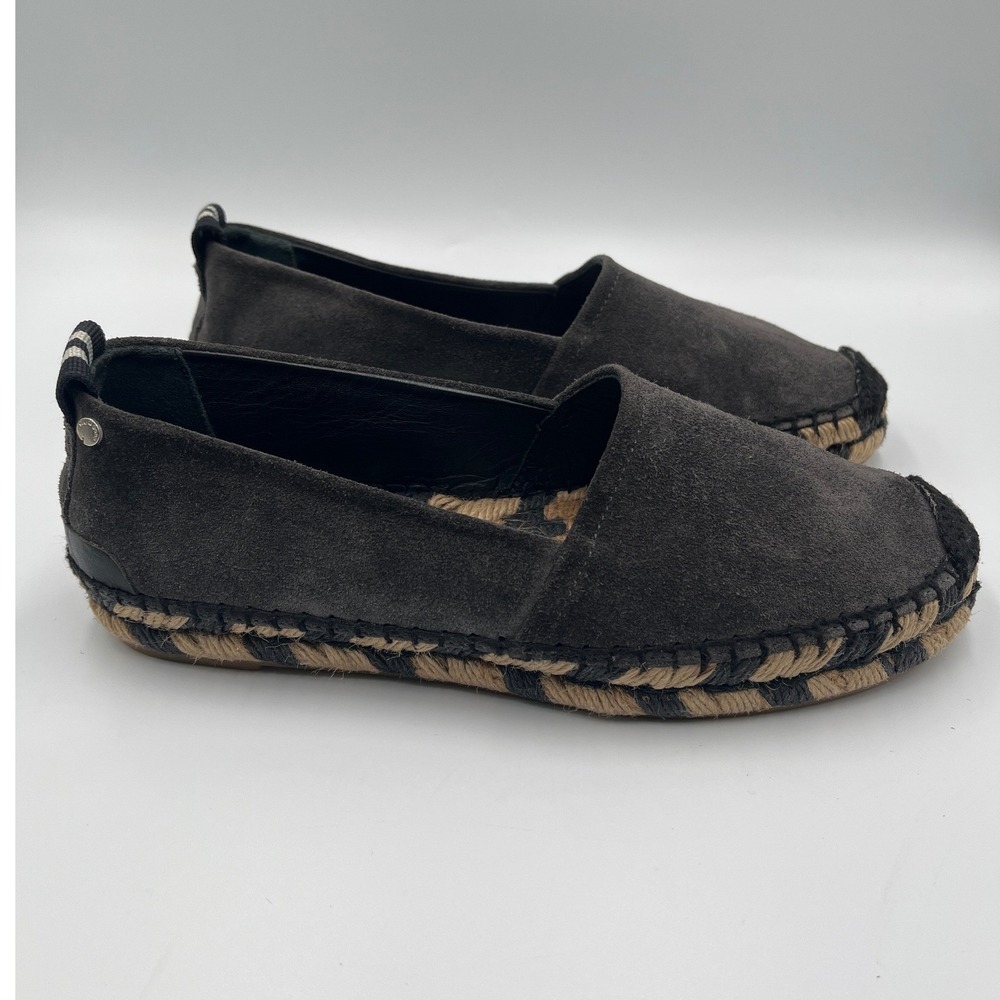 Rag & Bone Adria Espadrille Flats Womens 36 Asphalt Gray Suede Slip On Shoes